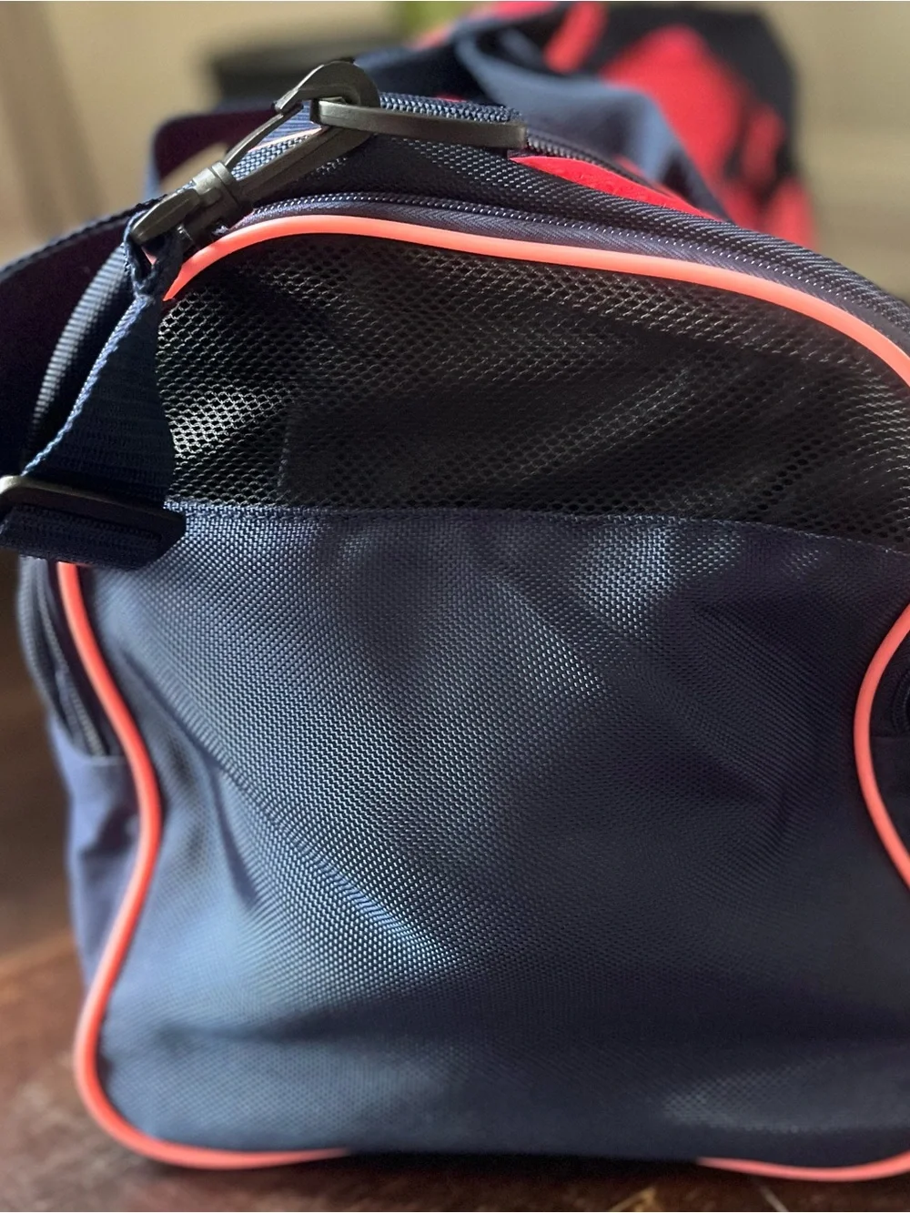 Brand New! Puma Coral Pink and Navy Sport Duffle with Coral Accents